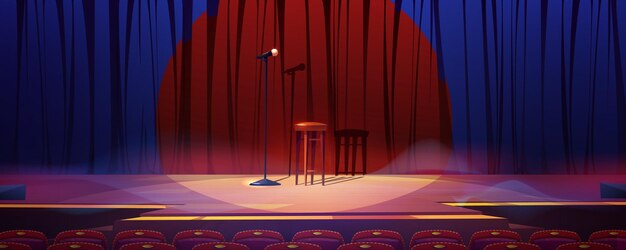 Escenario vacío listo para stand up show o concierto