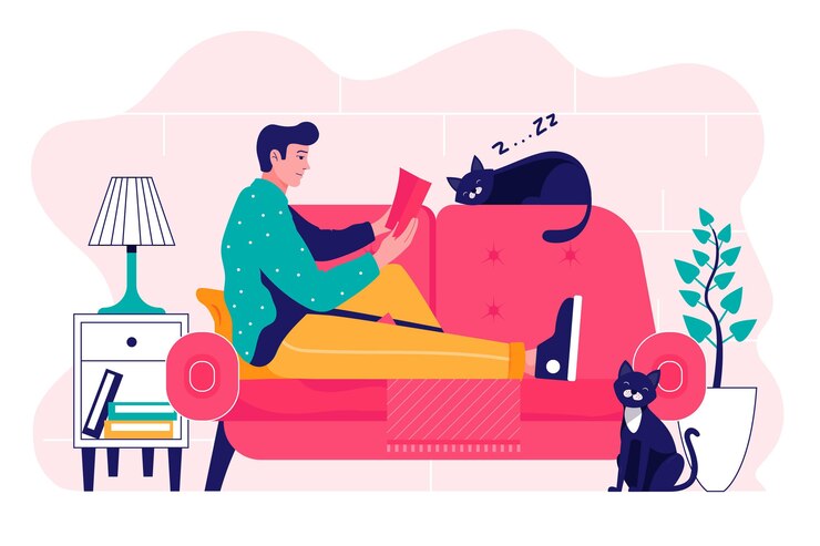 Vector gratuito escenas cotidianas con mascotas