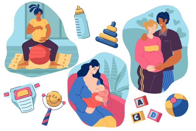 Escenas de embarazo y maternidad.