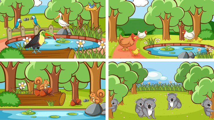 Vector gratuito escenas de fondo de animales salvajes