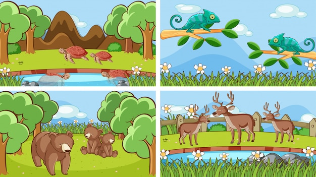 Vector gratuito escenas de fondo de animales salvajes