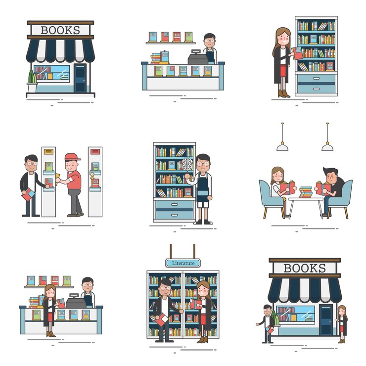 Vector gratuito escenas de la librería