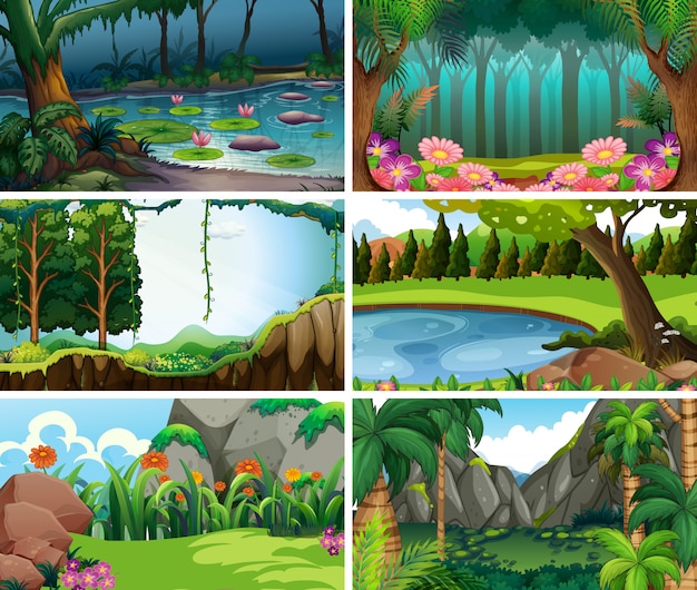 Vector gratuito escenas de la naturaleza del paisaje vacío, en blanco