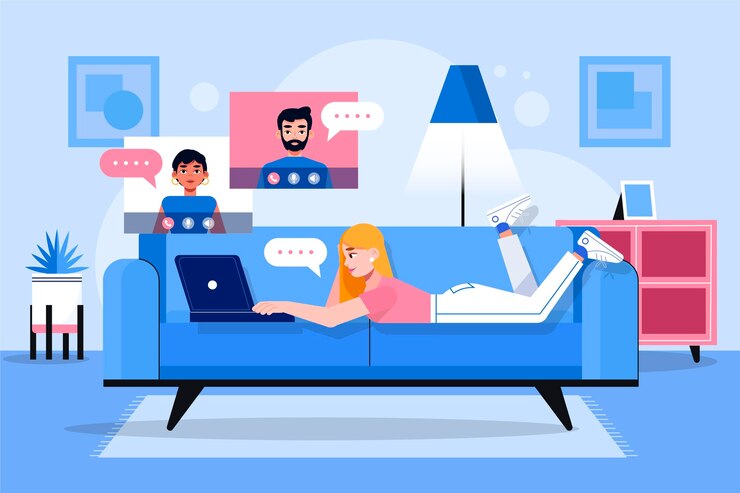 Vector gratuito escenas de videoconferencia de amigos dibujados a mano.