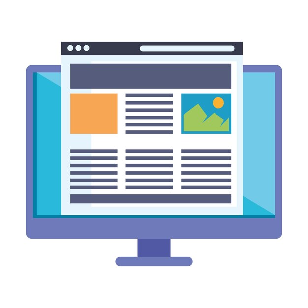 escritorio con icono de plantilla de página web
