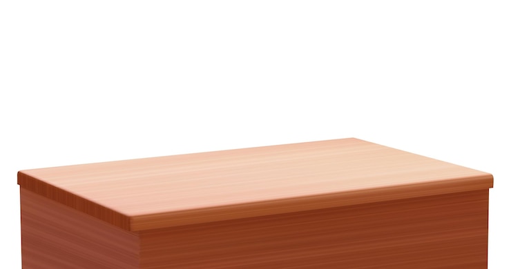 Vector gratuito escritorio de madera aislado sobre fondo blanco
