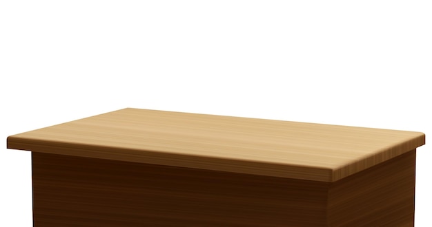 Escritorio de madera aislado sobre fondo blanco