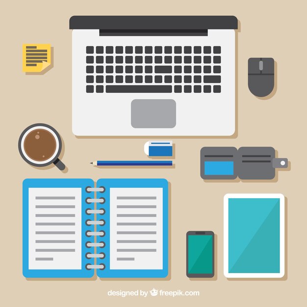 Escritorio profesional con diseño plano
