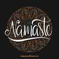 Vector gratuito escritura namaste con mandala dibujado a mano