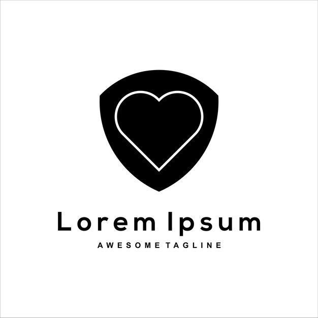 escudo, amor, silueta, logotipo