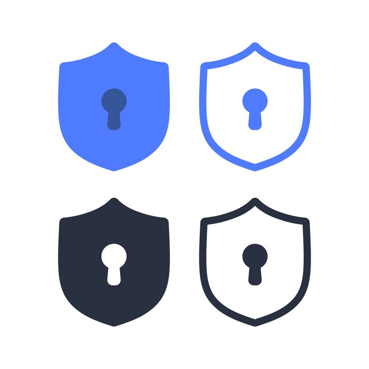 Vector gratuito escudo con conjunto de agujeros de bloqueo