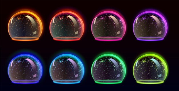 Escudo esférico con superficie texturizada brillante para cubrir y proteger vector 3D realista de globo defensivo brillante con efecto de transparencia media bola de vidrio de neón con campo de fuerza o barrera de energía