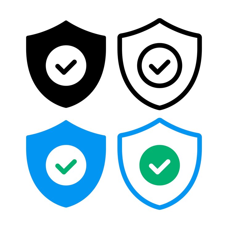 Vector gratuito escudo con marca de comprobación establecida