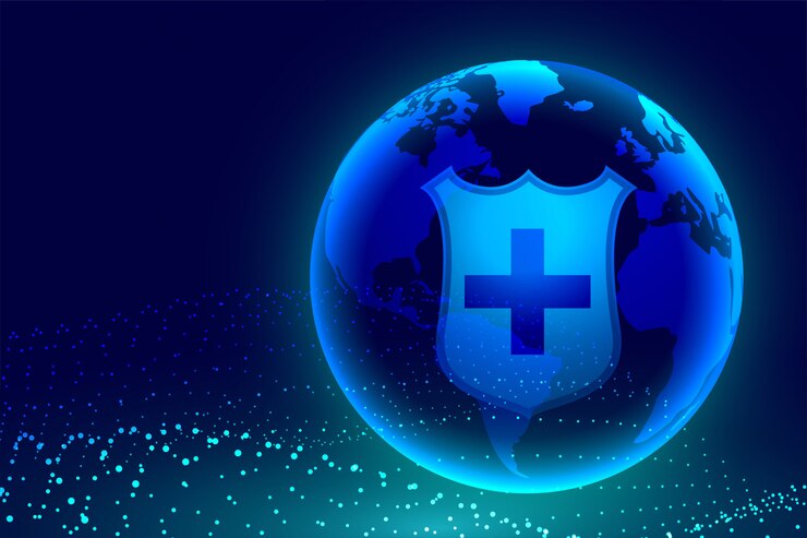 Vector gratuito escudo médico que protege la tierra de la crisis mundial