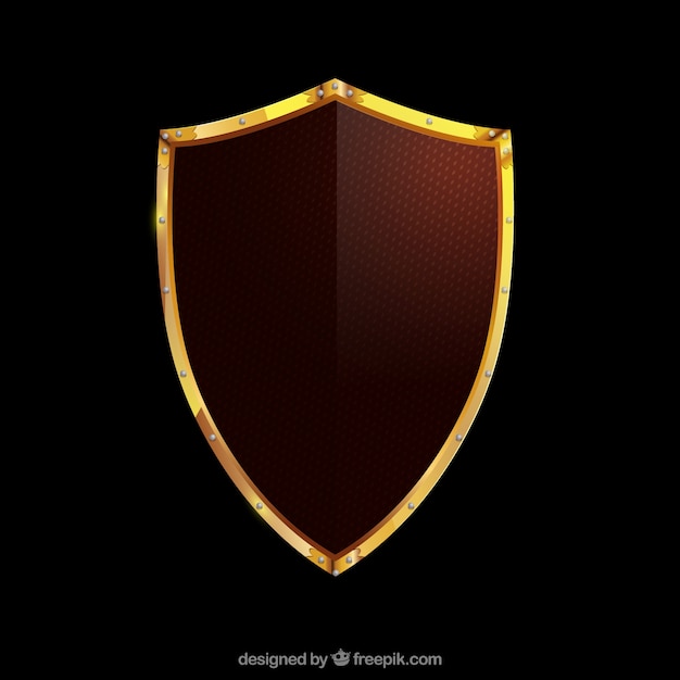 Escudo medieval con borde dorado 