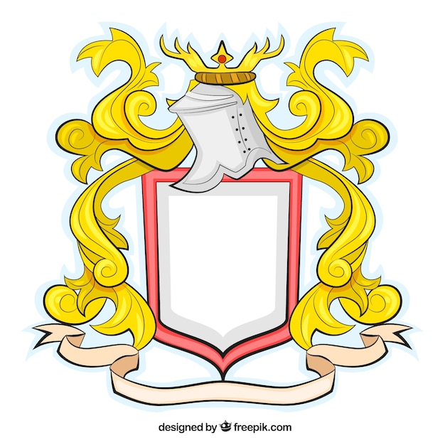 Vector gratuito escudo medieval en el estilo ornamental