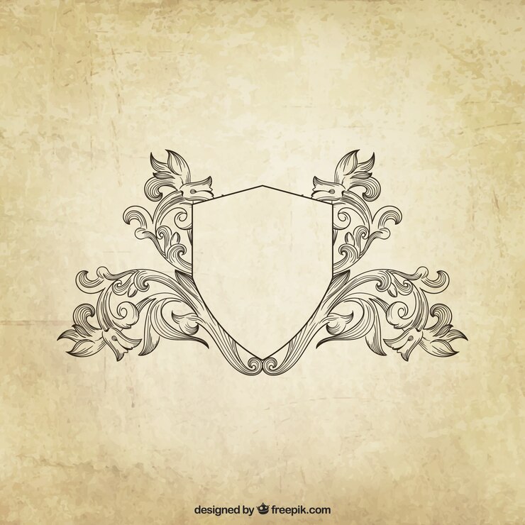 Vector gratuito escudo ornamental en estilo retro