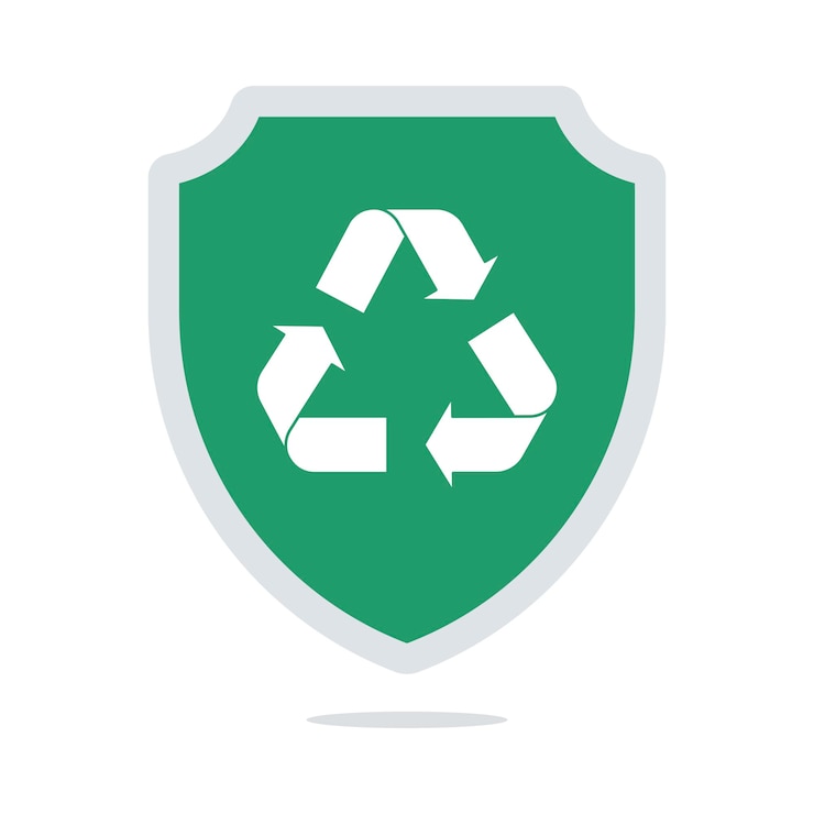 Vector gratuito el escudo de reciclaje es plano