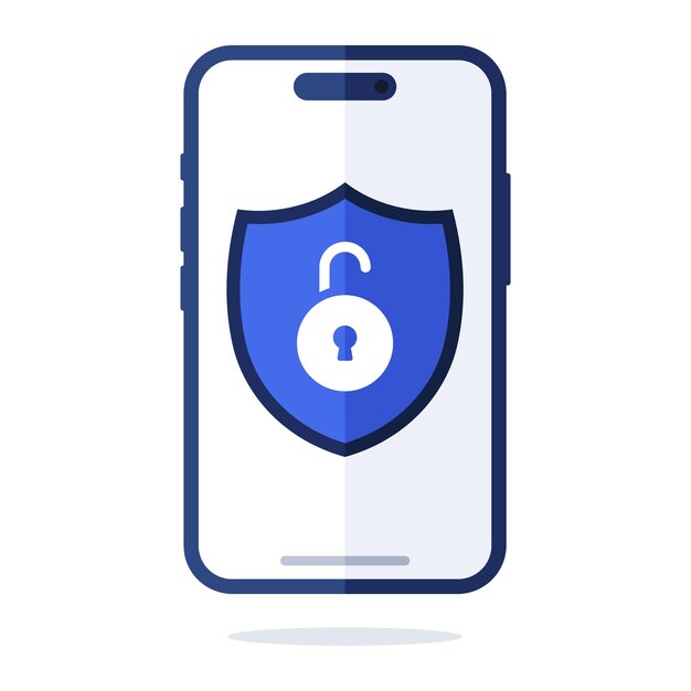 Escudo de seguridad cibernética con teléfono inteligente