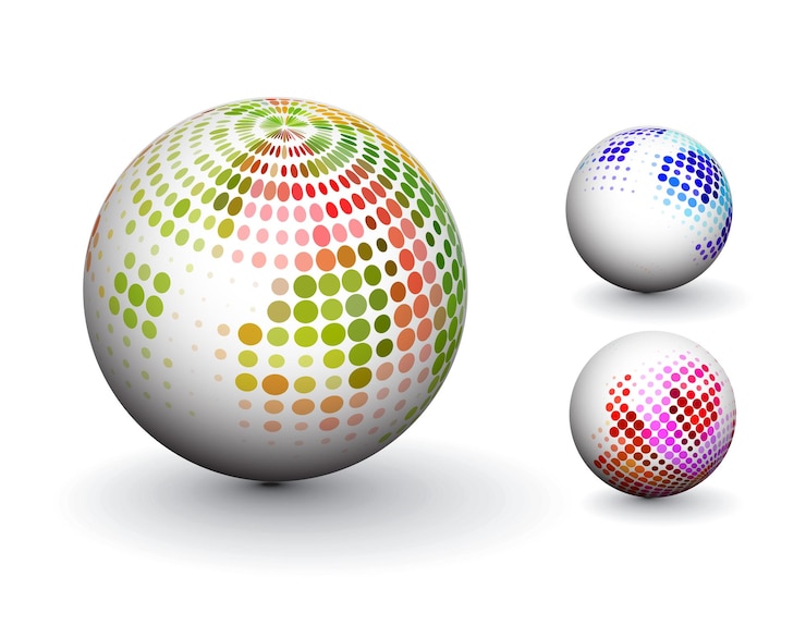 Vector gratuito esfera 3d abstracta con diseño de esfera de patrón