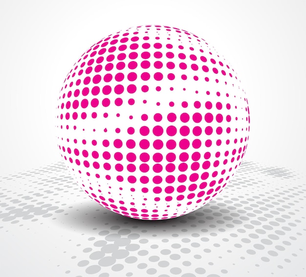 Esfera 3d con diseño de círculo de semitono