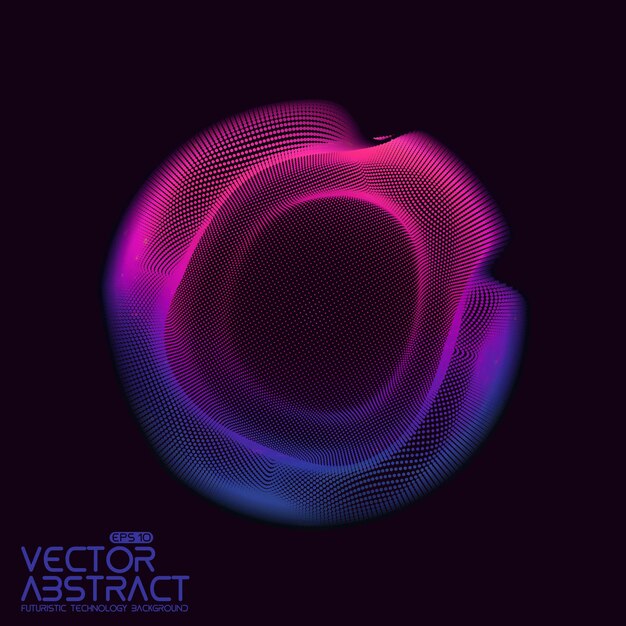 esfera abstracta de partículas, matriz de puntos. Ilustración futurista.