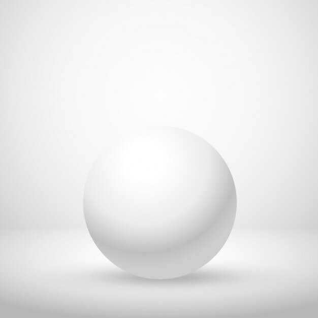 Esfera blanca en habitación vacía