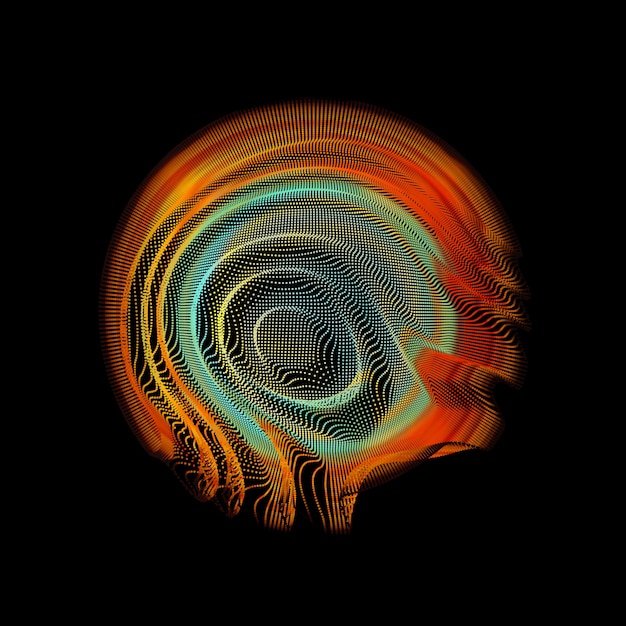 Esfera de malla colorida de vector abstracto en la oscuridad.