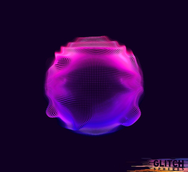 Vector gratuito esfera de punta violeta corrupta. malla colorida abstracta en negro