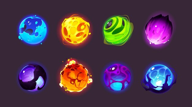 Esferas mágicas bolas de energía brillante