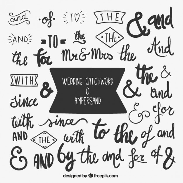 Vector gratuito eslogan de boda y ampersand