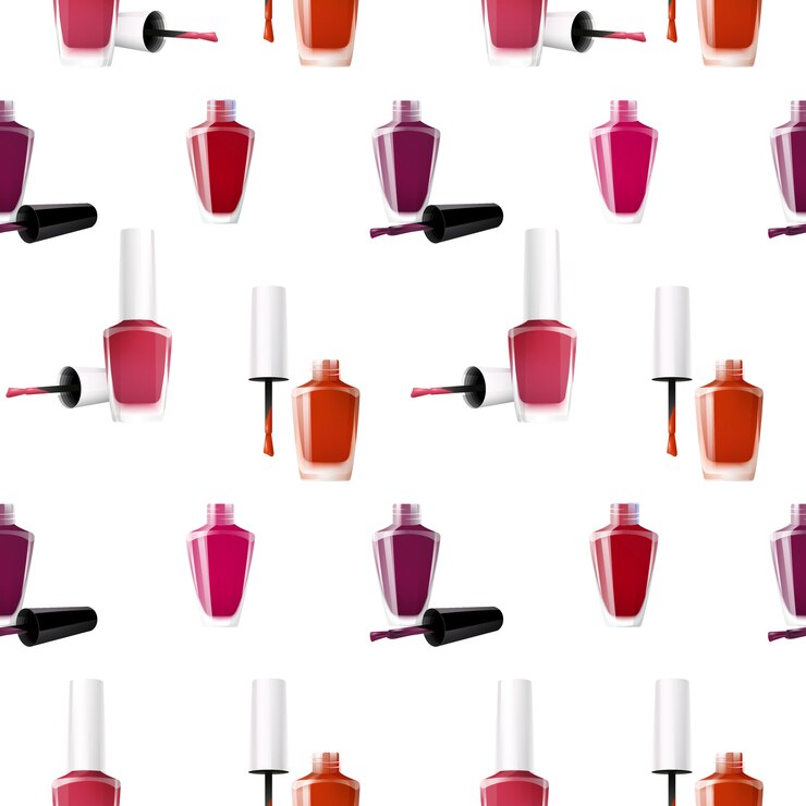 Vector gratuito esmalte de uñas realista de patrones sin fisuras