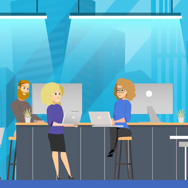 Espacio abierto Coworking Team Communication Concept.