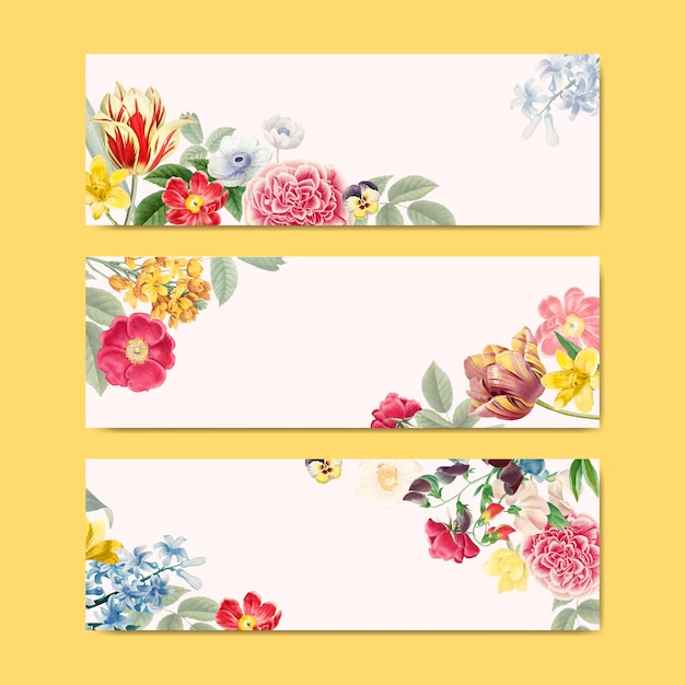 Vector gratuito espacio de copia de banner floral en blanco