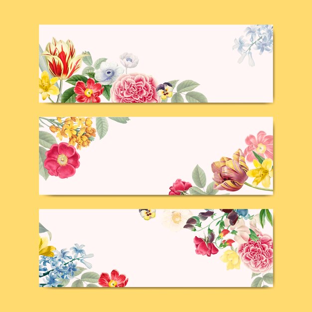 Espacio de copia de banner floral en blanco