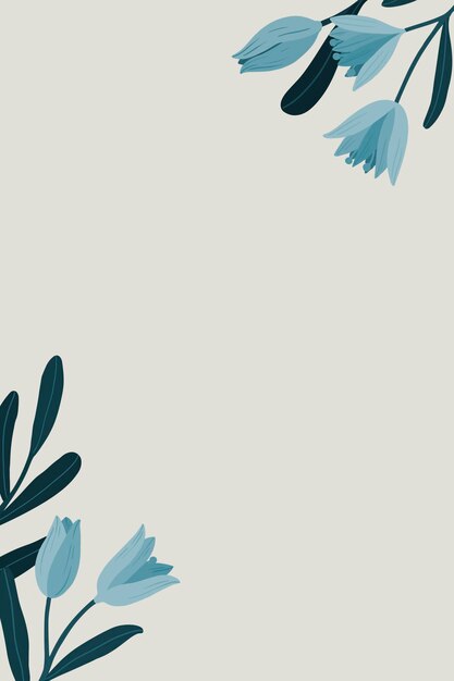 Espacio de copia botánica azul en un vector de fondo gris