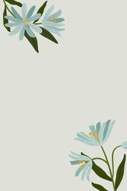Espacio de copia botánica azul en un vector de fondo gris