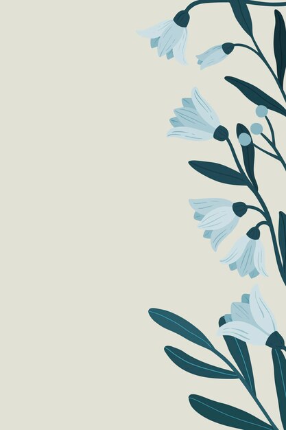 Espacio de copia botánica azul en un vector de fondo gris