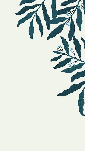 Espacio de copia frondoso botánico en un vector de fondo de teléfono crema