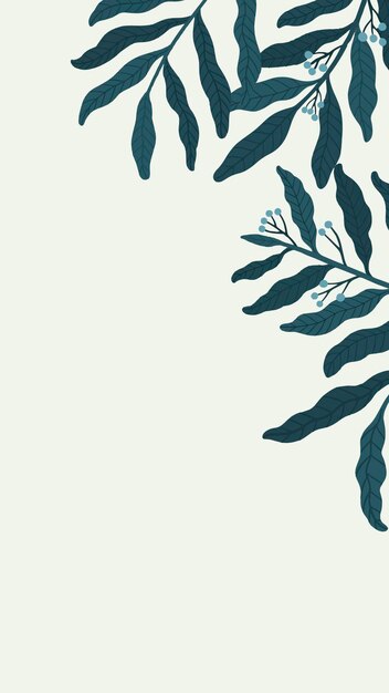 Espacio de copia frondoso botánico en un vector de fondo de teléfono crema