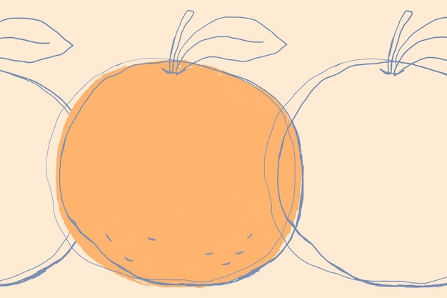 Espacio de diseño de vector naranja de doodle de fruta