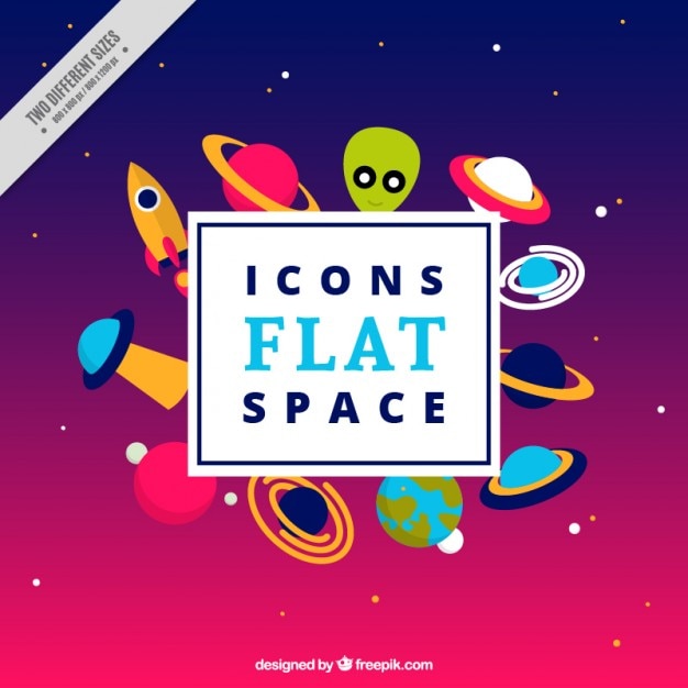 Vector gratuito espacio de iconos de diseño plano