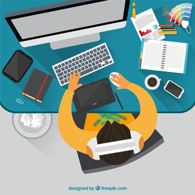 Espacio de trabajo de diseñador gráfico