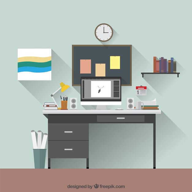 Espacio de trabajo de diseñador gráfico