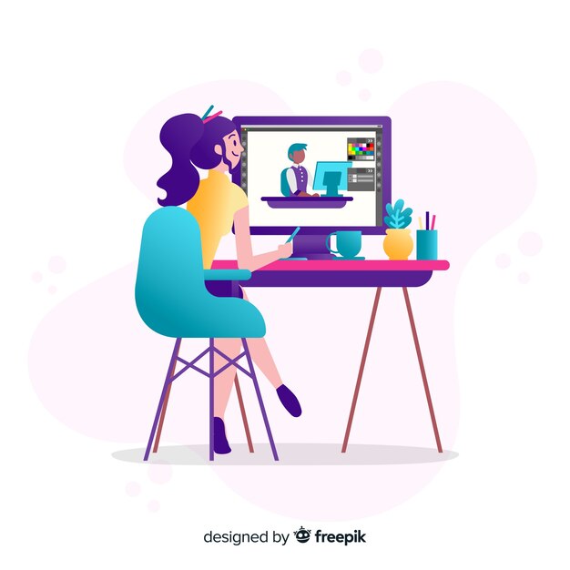 Espacio de trabajo de diseñador gráfico