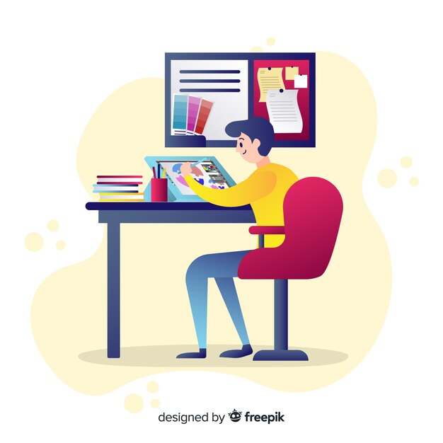 Espacio de trabajo de diseñador gráfico