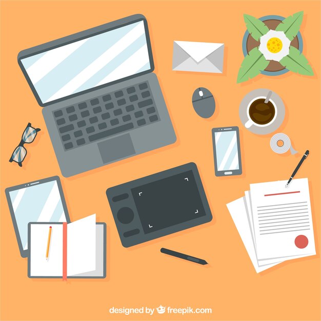 Espacio de trabajo con dispositivos profesionales