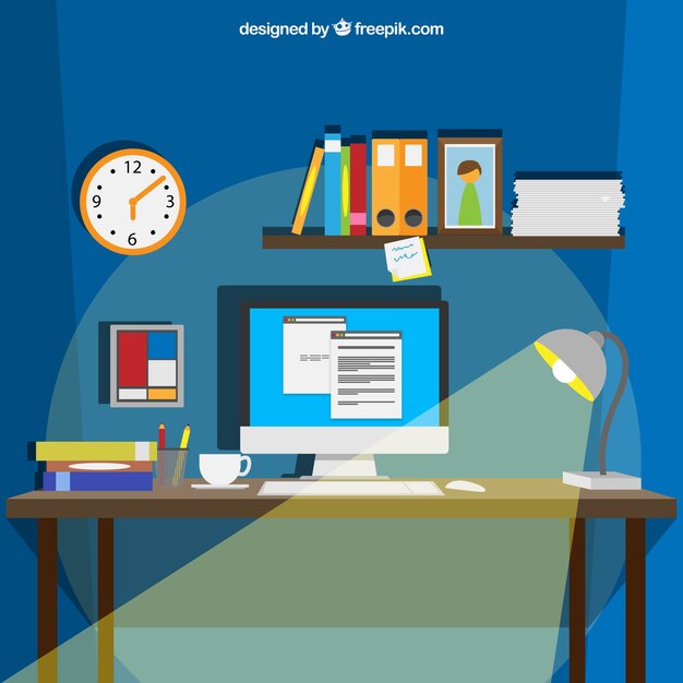 Espacio de trabajo en estilo de dibujos animados