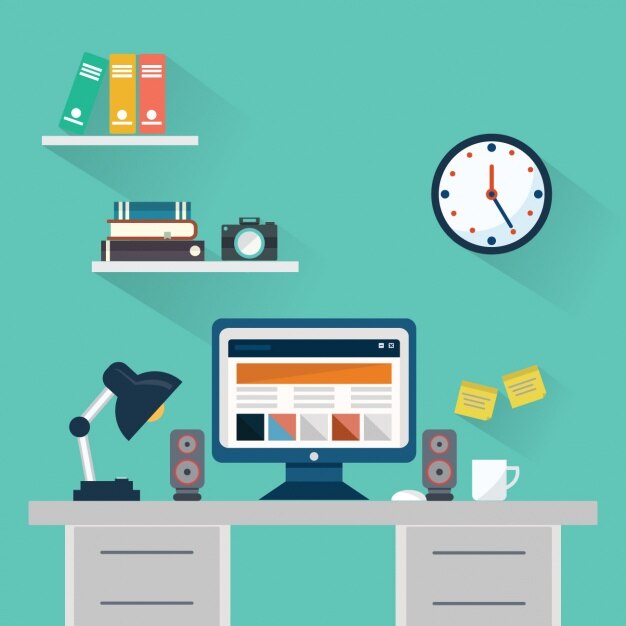 Espacio de trabajo, estilo flat