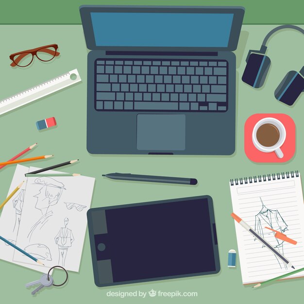 Espacio de trabajo de trabajador creativo